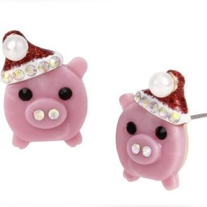 NWT | Betsey Johnson | Holiday Whimsy | Santa Pig Earrings